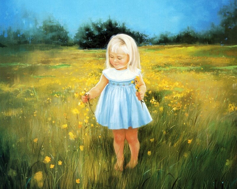 Blonde Girl in Field — Yellow, Serene