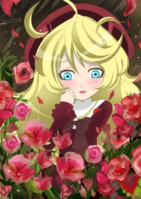 Blonde Girl in Flowers — Pink