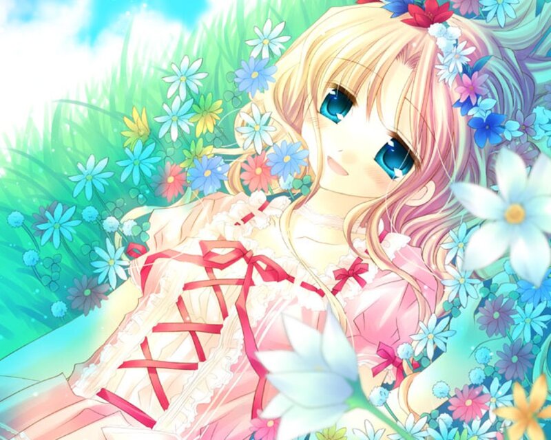 Blonde Girl in Flowers