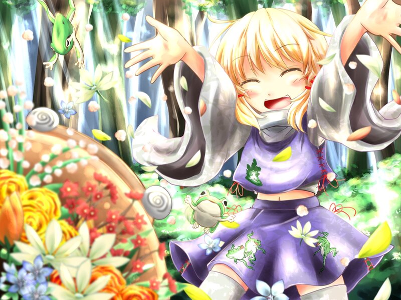 Blonde Girl in Forest — Purple, Playful