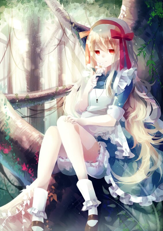 Blonde Girl in Forest — White, Serene