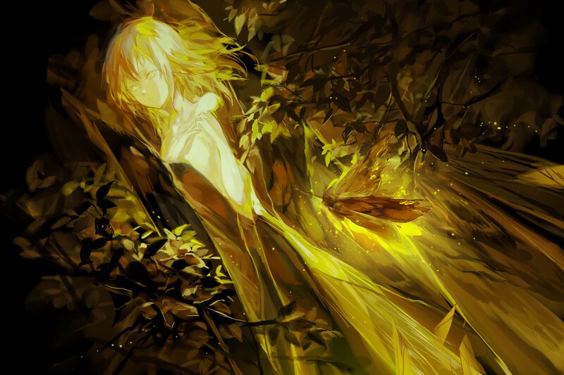 Blonde Girl in Forest — Yellow, Dramatic