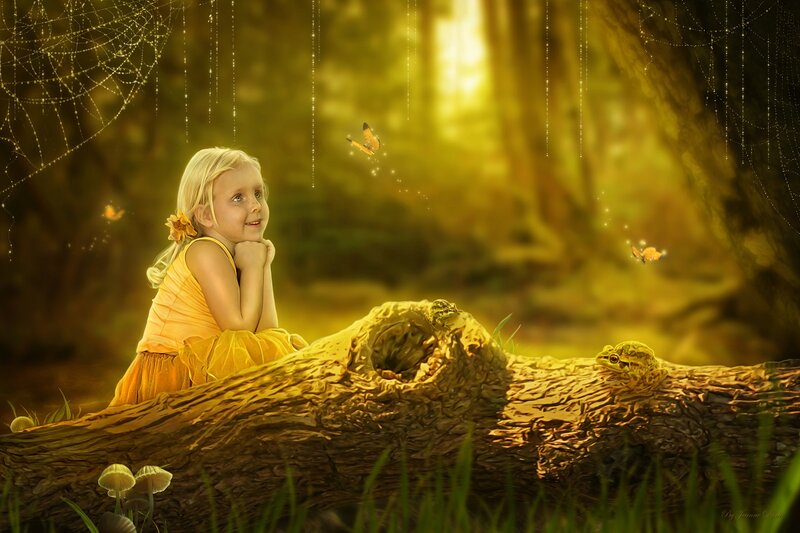 Blonde Girl in Forest — Yellow