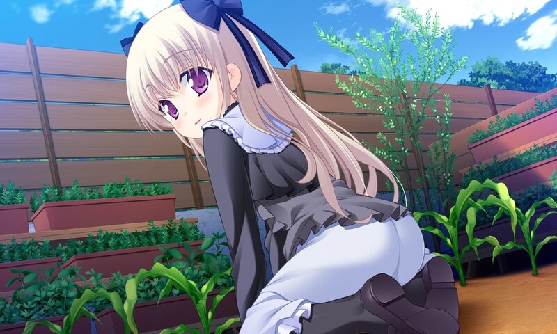 Blonde Girl in Garden — Blue, Calm