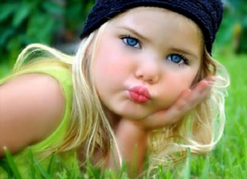 Blonde Girl in Grass — Green, Playful