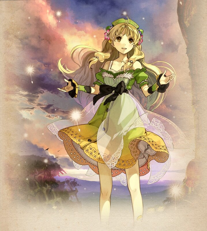 Blonde Girl in Green Dress — Serene, Sunset