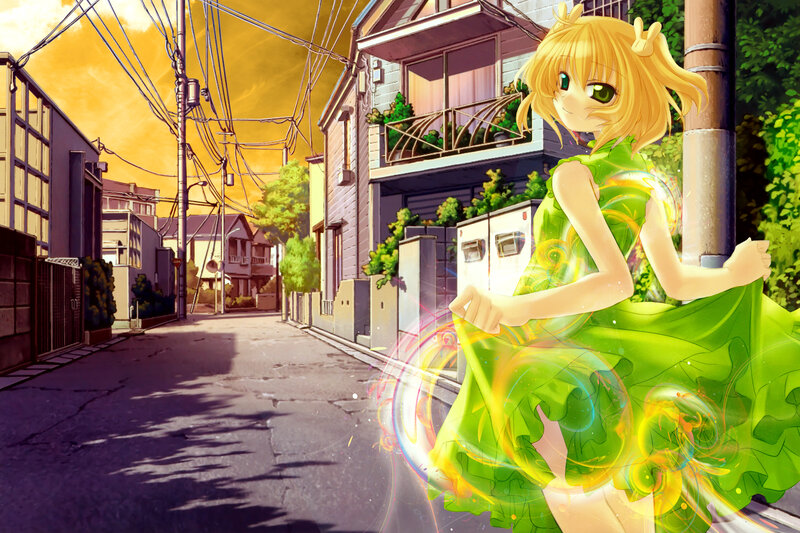 Blonde Girl in Green Dress — Serene