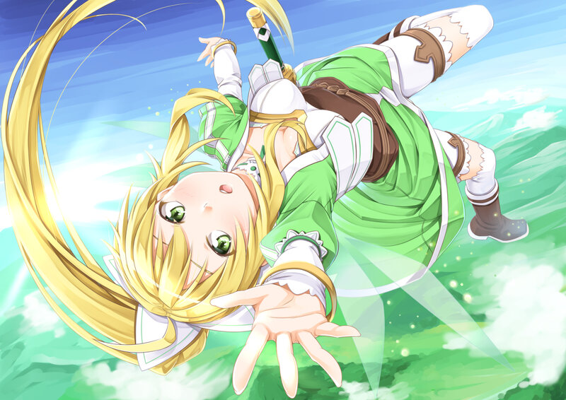 Blonde Girl in Green Outfit