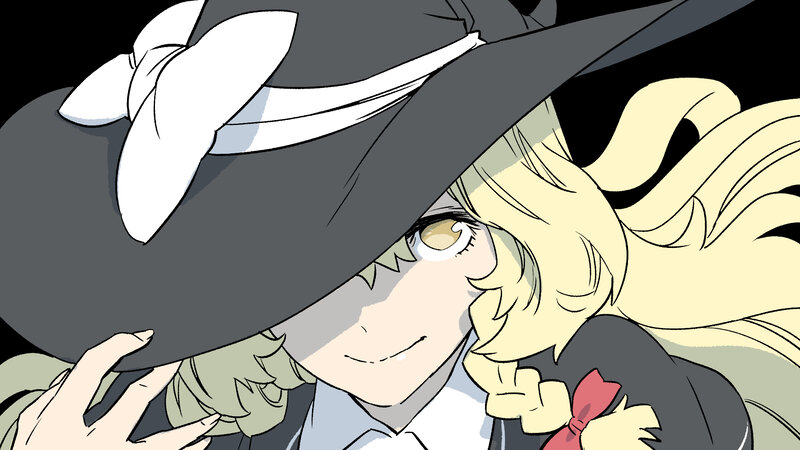 Blonde Girl in Hat — Black, Dramatic