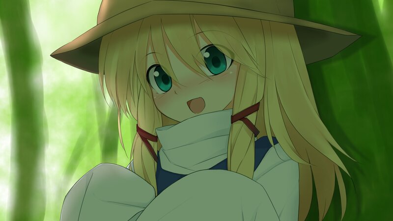 Blonde Girl in Hat — Green, Serene
