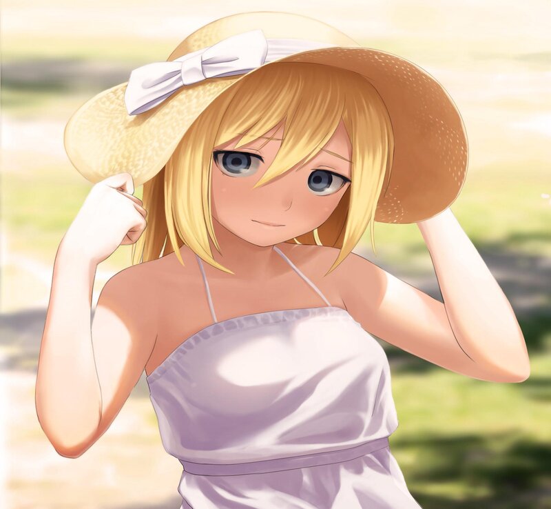 Blonde Girl in Hat — Yellow