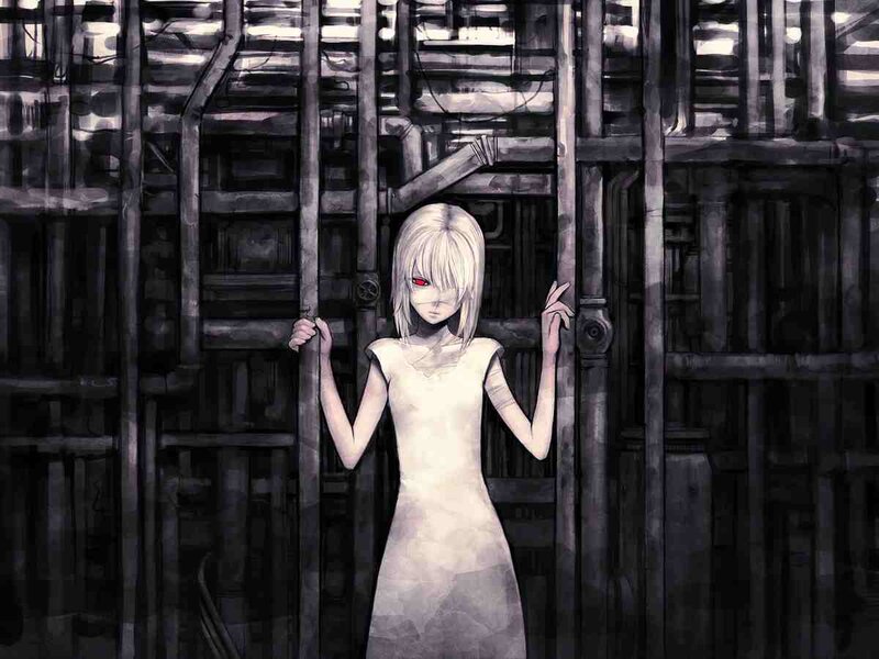 Blonde girl in industrial setting