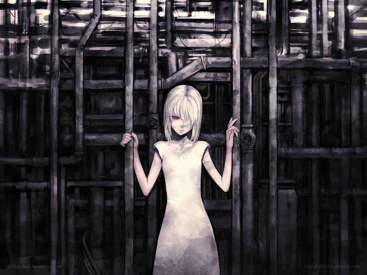 Blonde girl in industrial setting