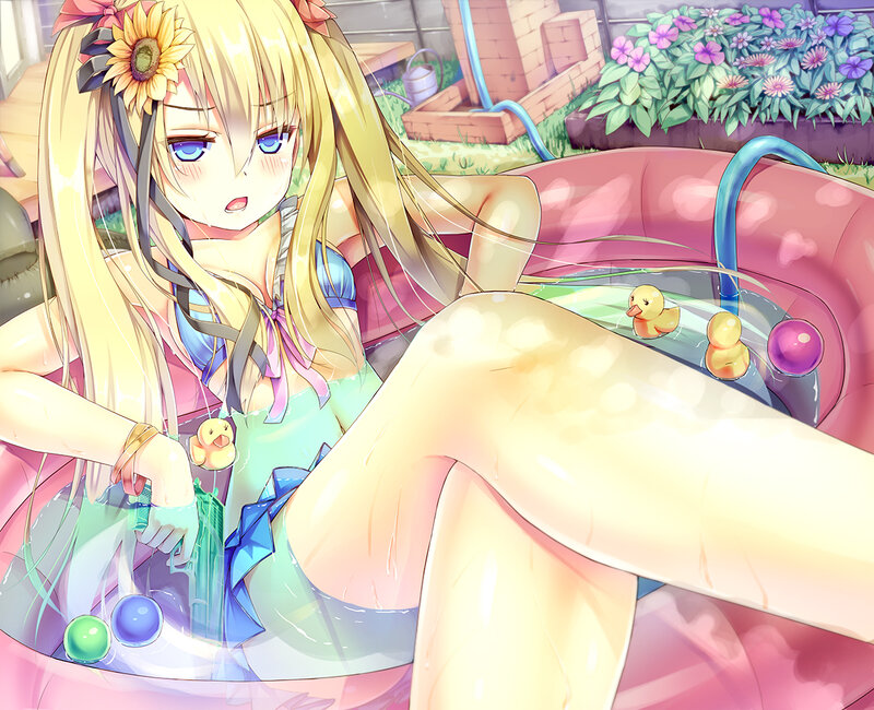 Blonde Girl in Inflatable Pool