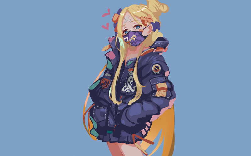 Blonde Girl in Jacket — Blue
