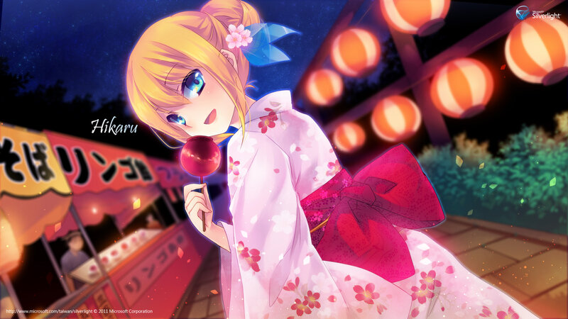 Blonde Girl in Kimono — Pink