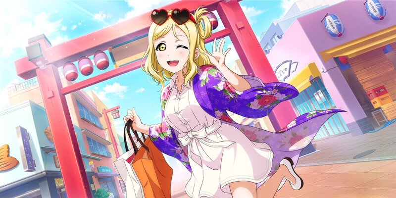 Blonde Girl in Kimono — Purple, Cheerful