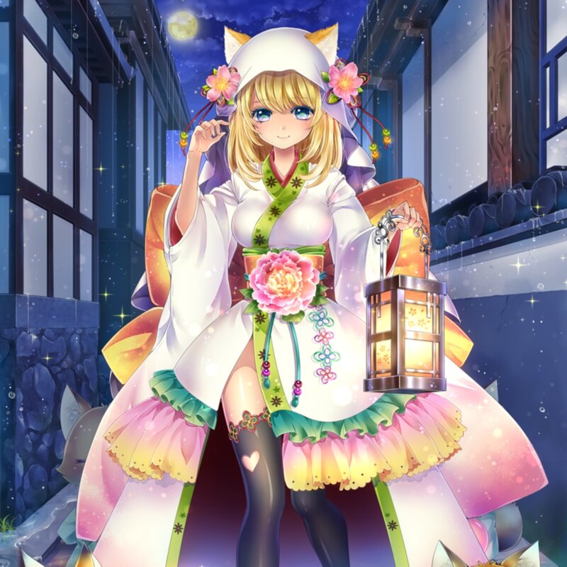 Blonde Girl in Kimono — White, Serene
