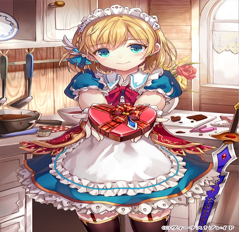 Blonde Girl in Kitchen — Blue