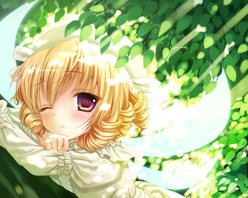 Blonde Girl in Leaves — Green