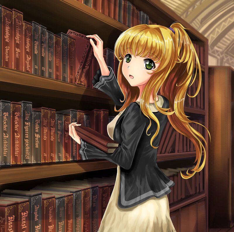 Blonde Girl in Library — Brown