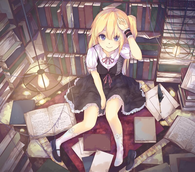 Blonde Girl in Library — Yellow
