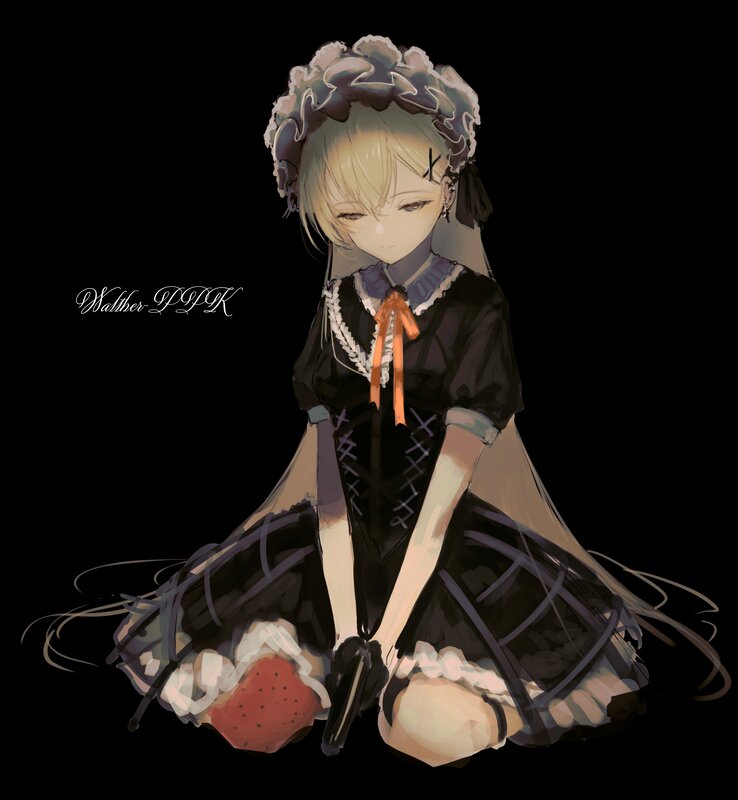 Blonde Girl in Maid Outfit — Black, Calm