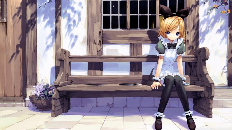 Blonde Girl in Maid Outfit — Brown, Calm
