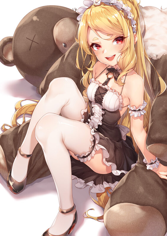 Blonde Girl in Maid Outfit — Brown, Playful