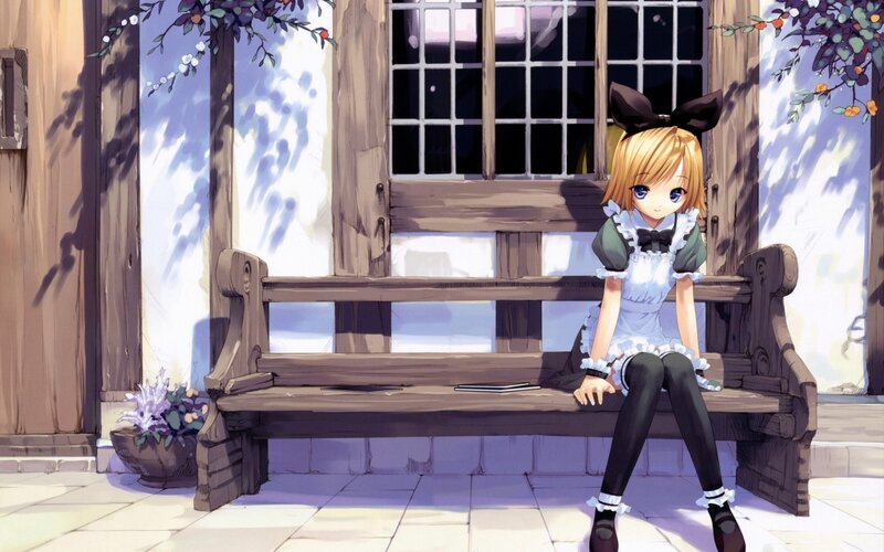 Blonde Girl in Maid Outfit — Brown, Serene