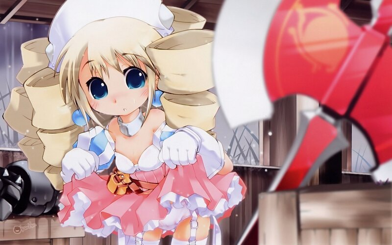 Blonde Girl in Maid Outfit — Pink, Dramatic