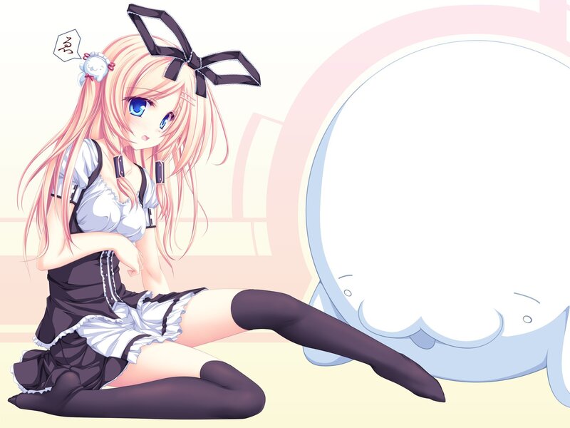 Blonde Girl in Maid Outfit — Pink