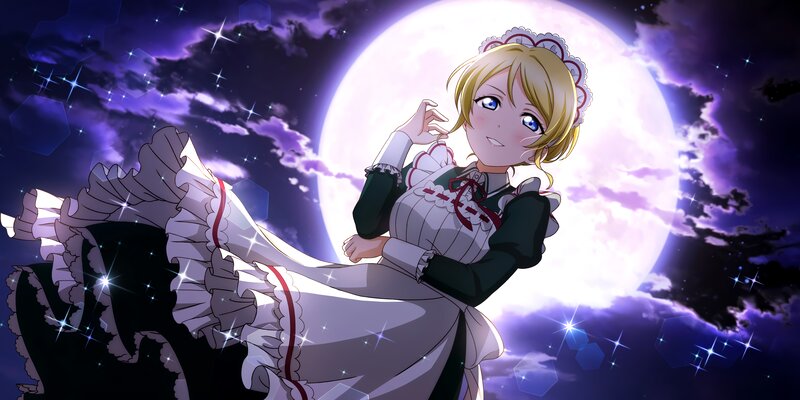 Blonde Girl in Maid Outfit — Purple, Dramatic, Night