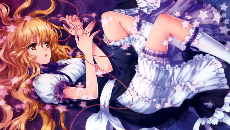 Blonde Girl in Maid Outfit — Purple, Dreamy