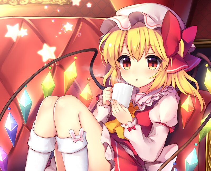 Blonde Girl in Maid Outfit — Red, Calm