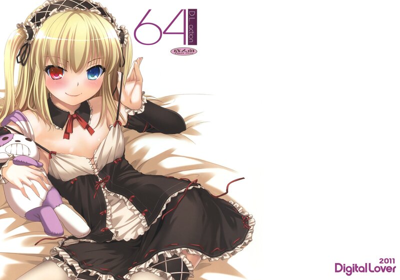 Blonde Girl in Maid Outfit — White, Playful, Anime, Stuffed Animal