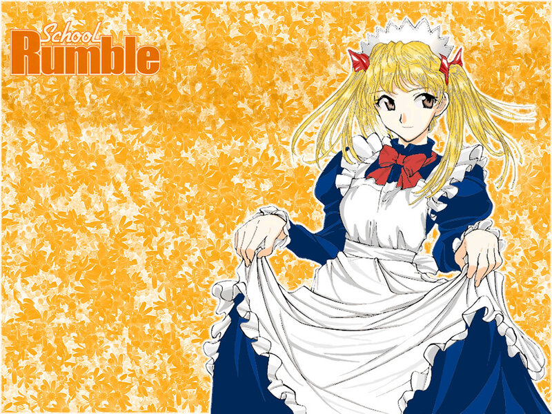 Blonde Girl in Maid Outfit — Yellow, Playful, Anime, Maid Dress, Flowers