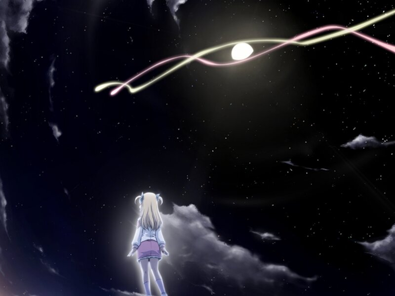 Blonde Girl in Night Sky