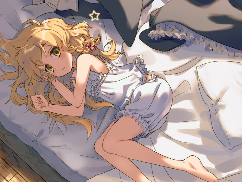 Blonde Girl in Pajamas — White