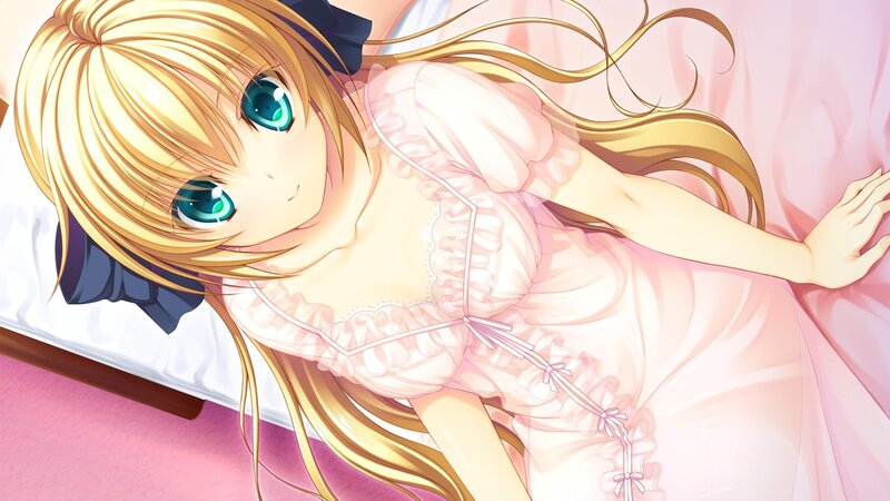 Blonde Girl in Pink Dress — Calm, Anime, Bed