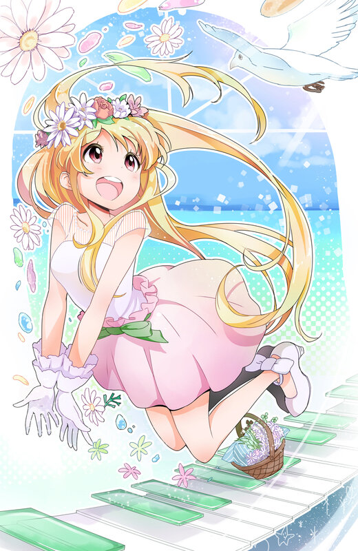 Blonde Girl in Pink Dress — Cheerful, Spring