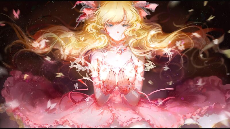 Blonde Girl in Pink Dress — Dramatic, Digital Art