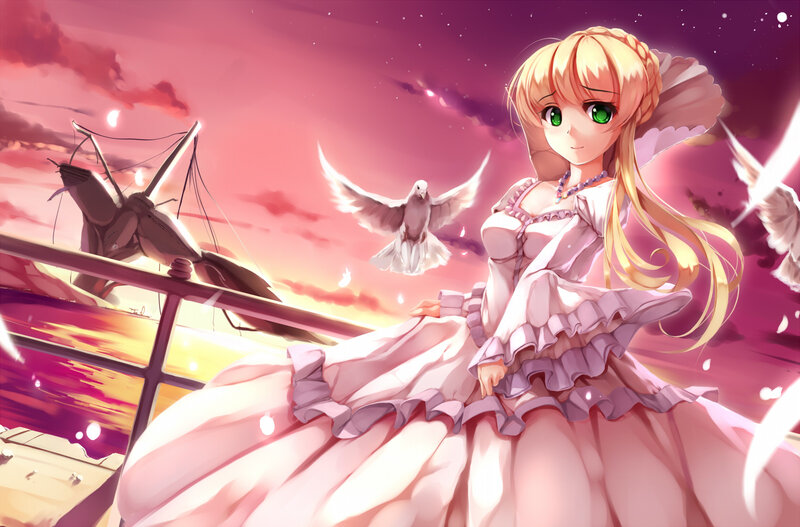Blonde Girl in Pink Dress — Serene, Sunset