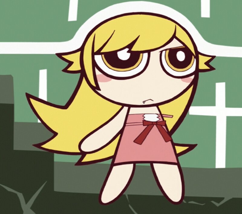Blonde Girl in Pink Dress — Yellow