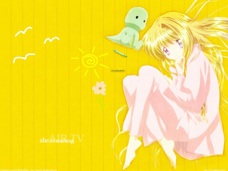 Blonde Girl in Pink Pajamas — Yellow