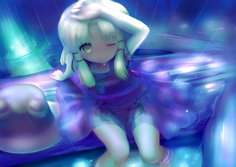 Blonde Girl in Rain — Blue