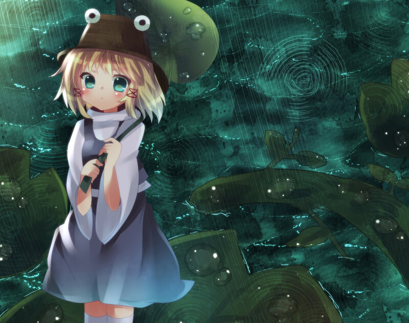 Blonde Girl in Rain — Green