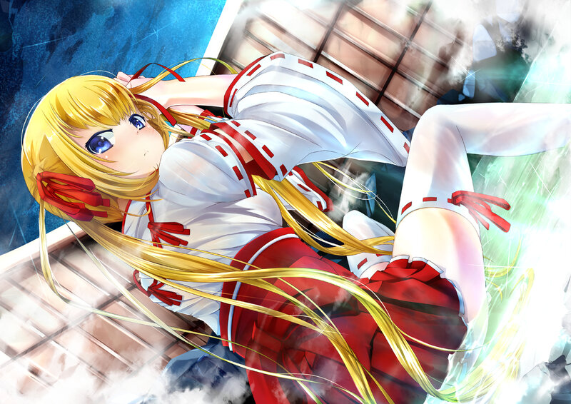 Blonde Girl in Red and White