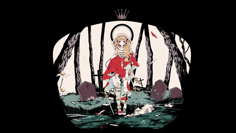 Blonde Girl in Red Cloak — Black