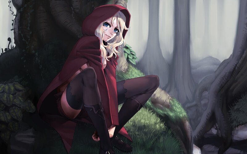 Blonde Girl in Red Cloak — Mysterious